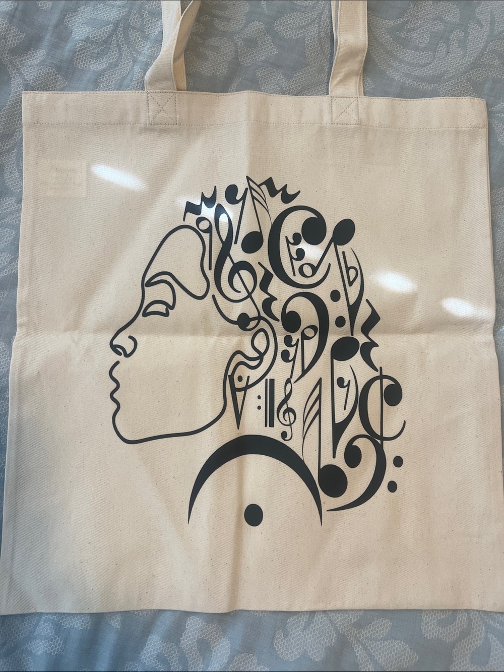 Canvas Music Art Tote Bag in Natural